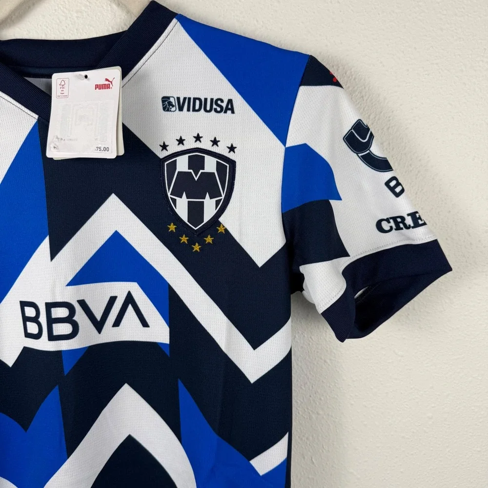 Puma Rayados de Monterrey Kids‎ Soccer Jersey DryCell Blue White BBVA Authentic